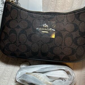 Coach Black and Brown Signature Shoulder Bag